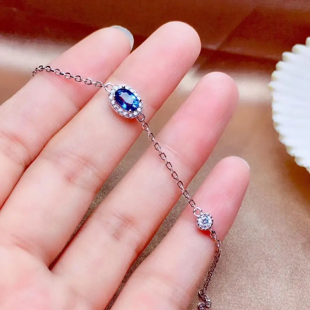 

new style blue sapphire gemstone bracelet for women with silver jewelry hot selling gift style