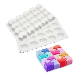 20 Holes Puzzle Cake Silicone Molds Jigsaw French Dessert Chocolate Mould Muffin Pastry Pan Decorating Tools Baking Accessories