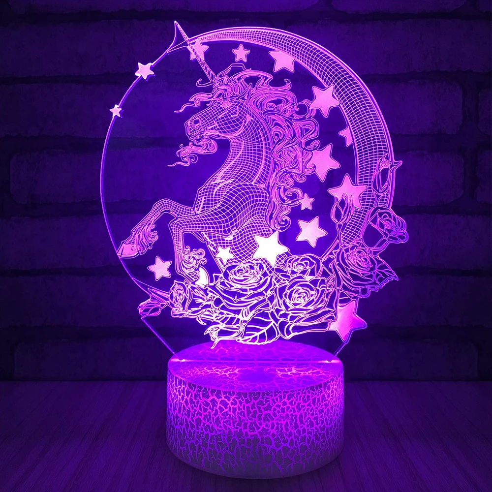 Remote / Touch Control 3D LED Night Light Fashion Unicorn-series 7 / 16 Color Change LED Desk Lamp Kids Xmas Gift Home decor D30