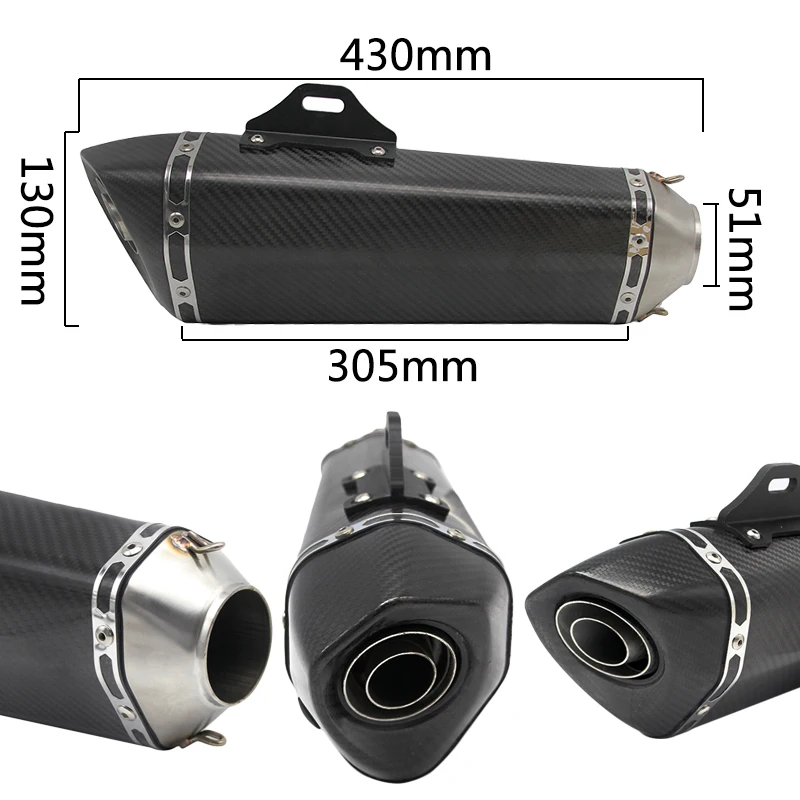 

Universal Motorcycle Carbon Fiber Exhaust Muffler For Z250 Z900 KTM390 K8 ER6N FZ1 120 MT10 R1 R6 R3