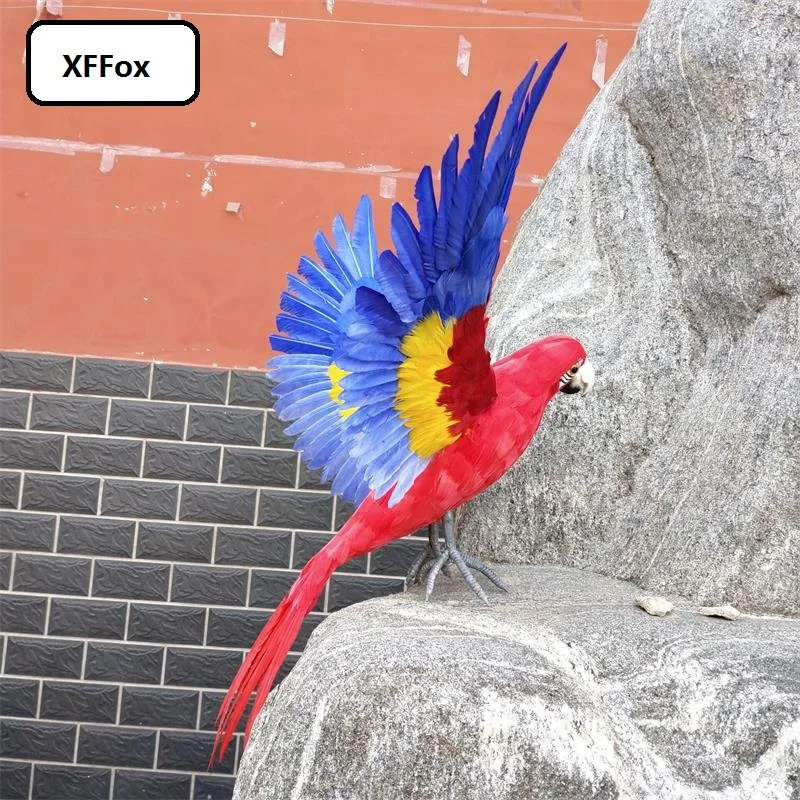 big real life wings parrot model foam&feather simulation red&blue parrot bird gift about 60x90cm xf2429