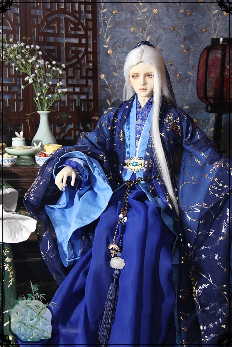 

1/4 1/3 Scale BJD Clothes Blue Hanfu Ancient Costume Dress Samurai Outfit For BJD/SD MSD SSDF ID75 Strong Uncle 80cm Doll B0217