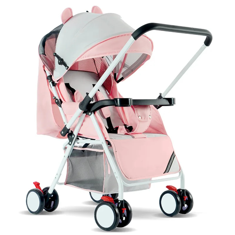 Wholesale lightweight baby stroller carriage travel convenient folding baby simple child mini pink four wheel trolley pram