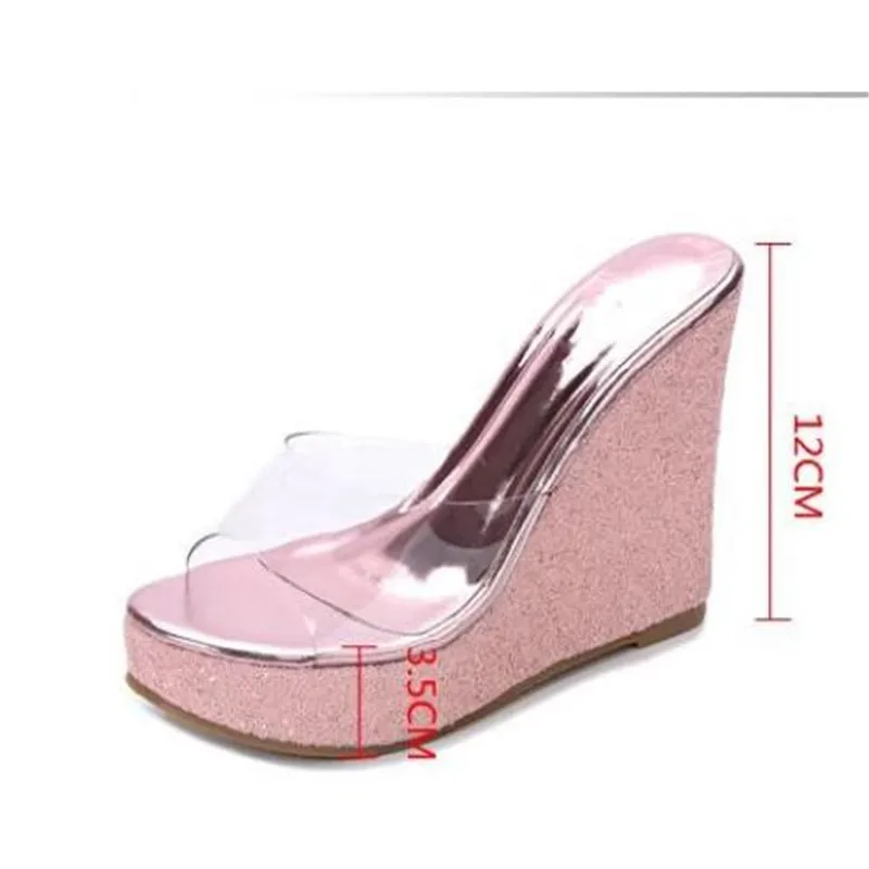 Sequins High-Heeled Sandals Wedge Waterproof Slippers Summer Women Shoes Platform Sandalias Mujer