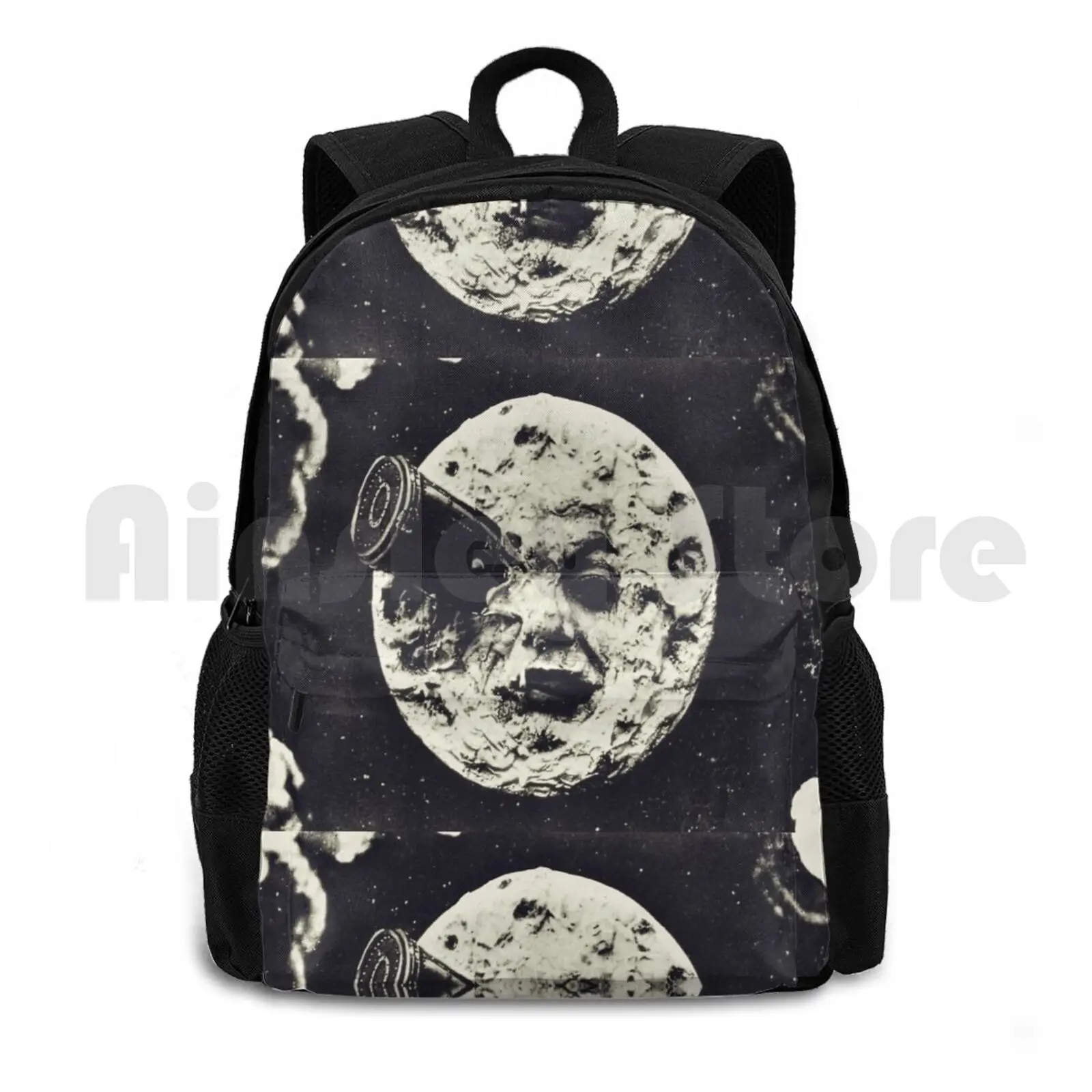 Le Dans La Lune ( A Trip To The Moon ) Print Outdoor Hiking Backpack Waterproof Camping Travel Night Sky Space Moon Galaxy 1902