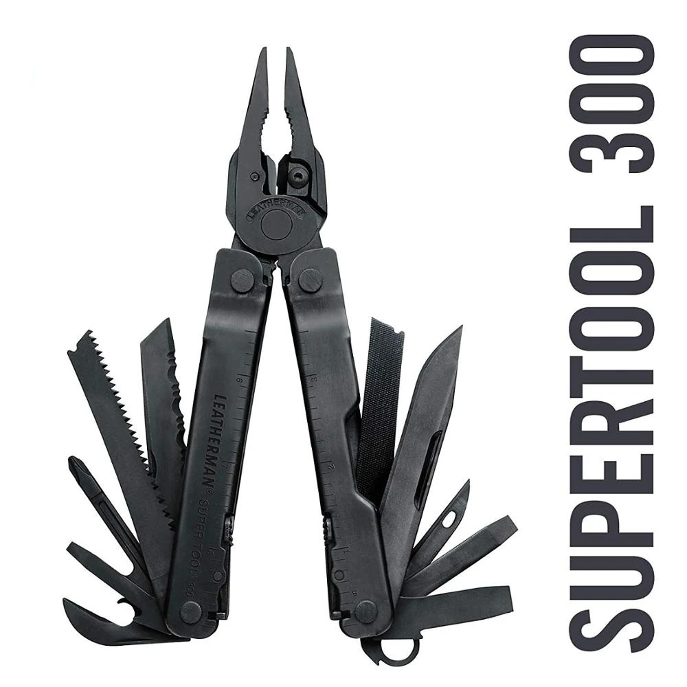 LEATHERMAN - Super Tool 300 Multitool with Premium Replaceable Wire Cutters and Saw, Black/Silver with MOLLE Sheath