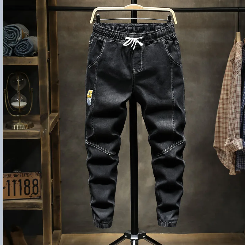 Men's Jeans Fashion Casual Jogger Harem Denim Pants 3 Colors Hip Hop Splice Slim Male Trousers Plus Size M-5XL Dropshipping