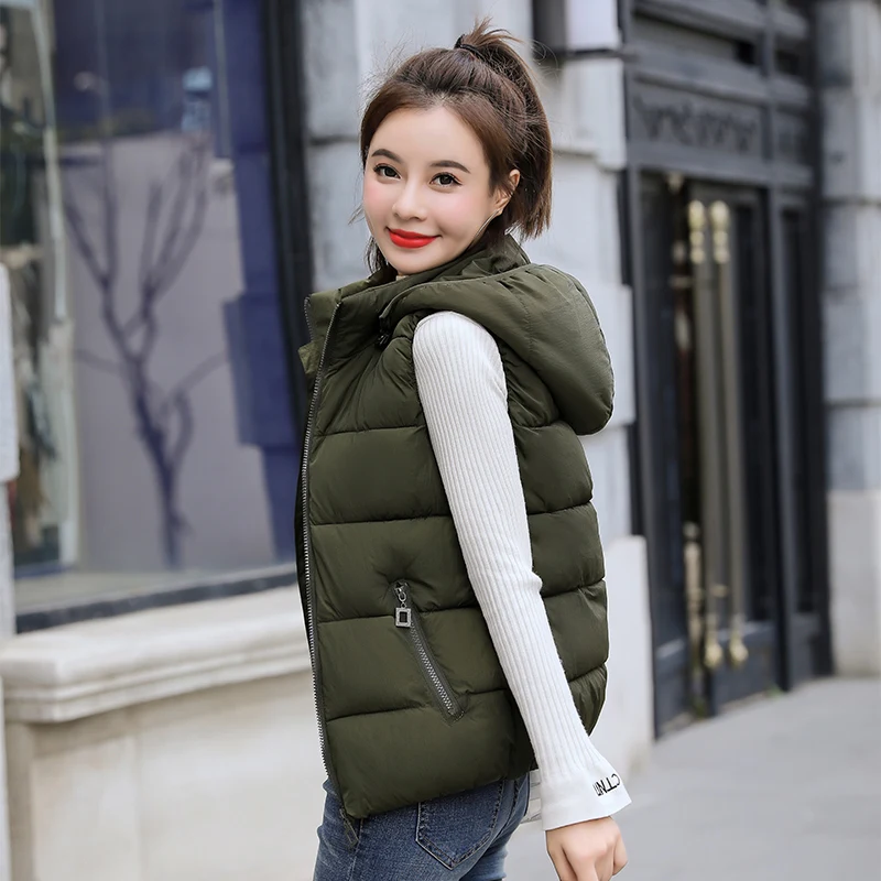 Hooded vest plus size women vest down jacket tank tops winter vest for women sleeveless jacket female autumn plus size waistcoat