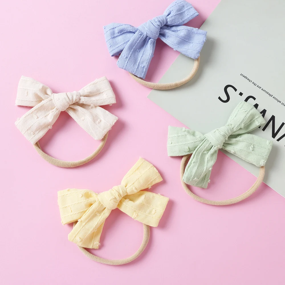 Baby Girls Hair Accessories Bows Headbands for Newborn Soft Head Children Nylon Bands Jacquard Stretchy Hairbands Kids Headwear