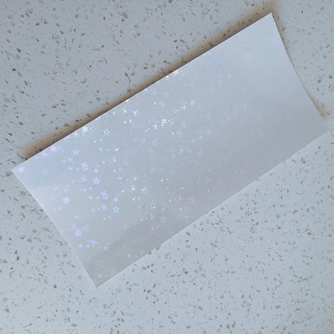 Holographic Small Five Stars Foil Adhesive Tape Back Laminating On Paper Plastic 10 Sheets 8.4\