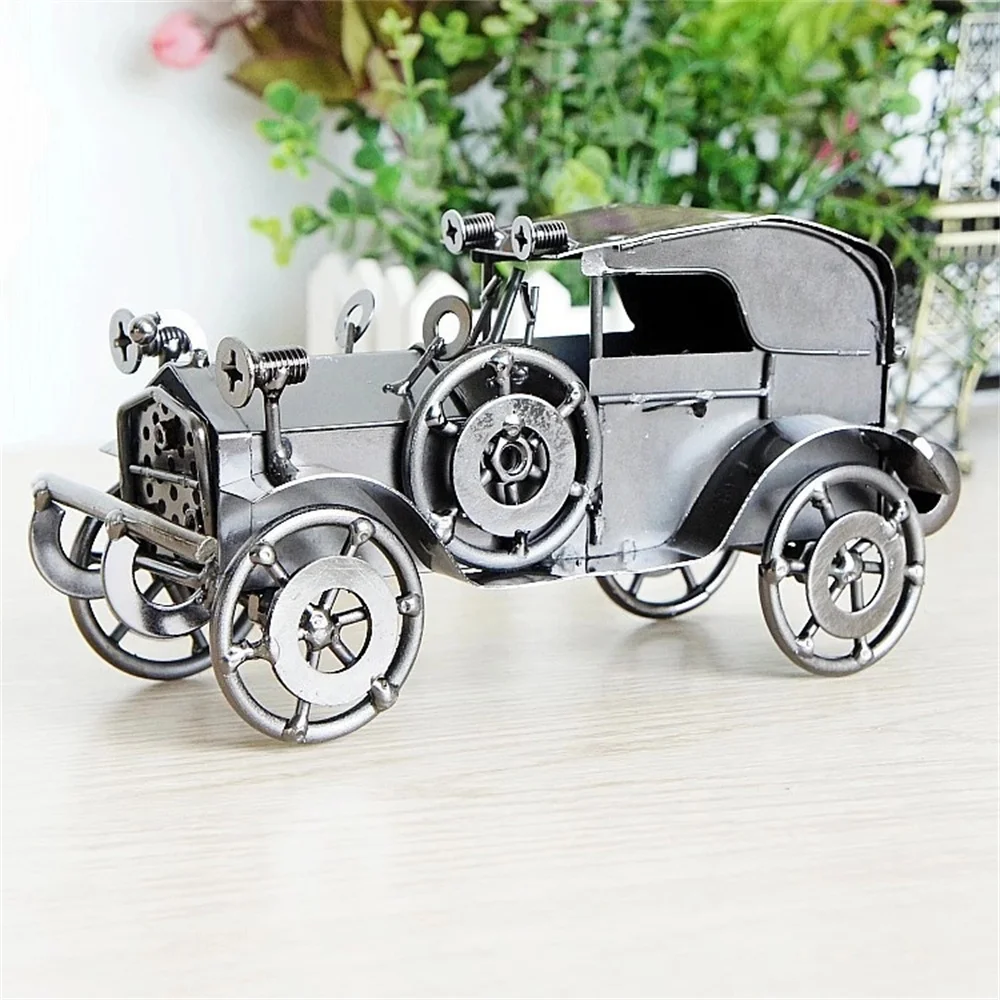 Wrought Iron Classic Car Retro Model Decor Bedroom Desktop Ornaments Electroplating Rust-free Variety of Motorcycle Sculptures