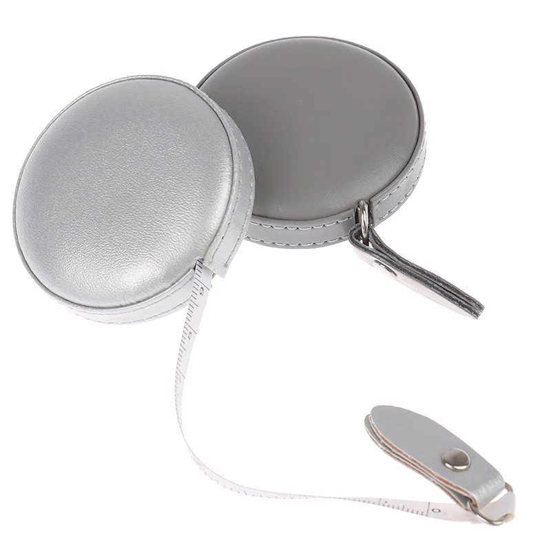 150cm Retractable Tape Measure With Round Faux Leather Case Pocket Size Soft Portable Dual Sided Ruler Measurement Tool For Body