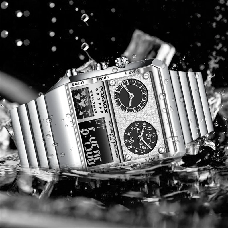 LIGE Cổ Đồng Hồ Dành Cho Nam FOXBOX Cao Cấp Nữ Dây Thép Không Gỉ Quân Đội Thể Thao Nam Đồng Hồ Chronograph Ngày Đồng Hồ Mới