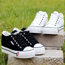 2021 Spring and Autumn New Low-cut Inner-increasing Canvas Shoes Female Korean Students Casual Wild Platform Shoes Female