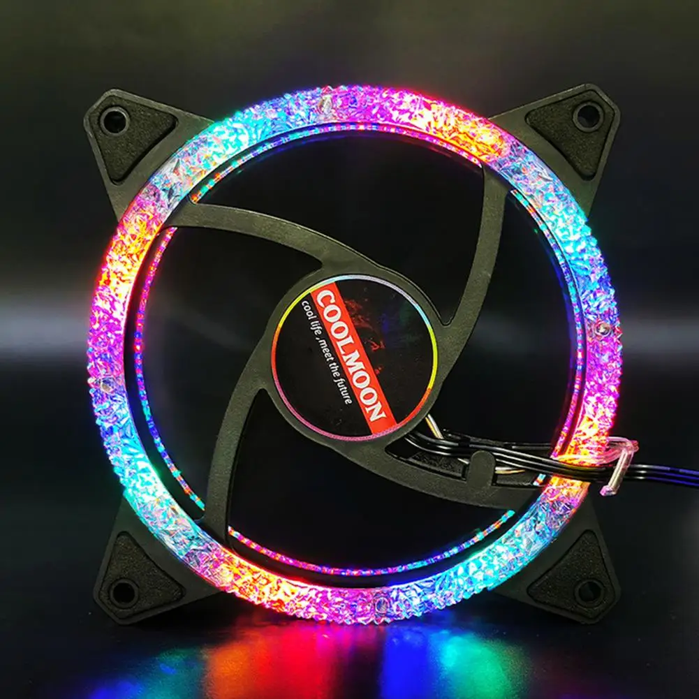 COOLMOON DX12 RGB Fan Colorful Mute 12cm 3/4PIN LED Computer Case Cooler CPU Heatsink Radiator for PC