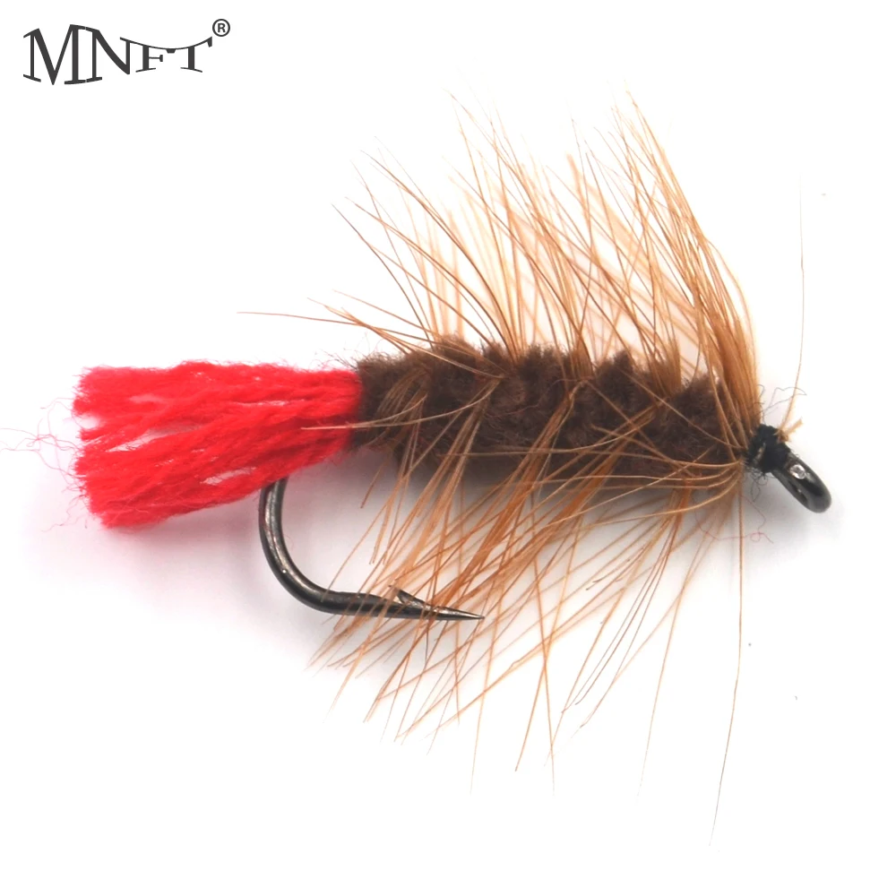 MNFT 10PCS Brown Nymph Bugger Wooly Worm Fly Trout Fly Fishing Baits Lures Fishing Hooks 6#