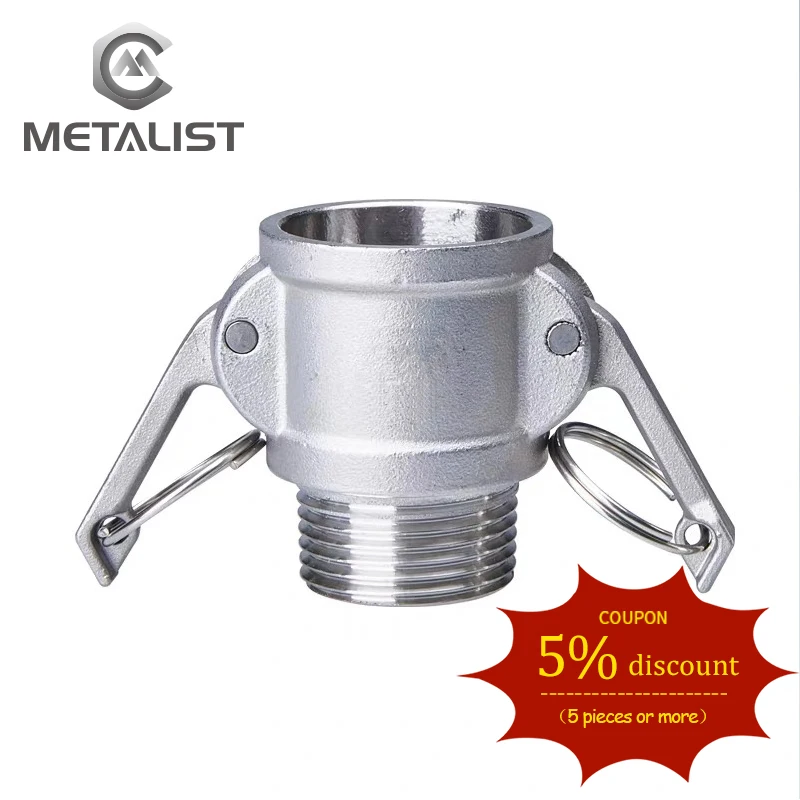 METALIST Hight Quality BSPT DN40.DN50.DN65.DN80 Type B SS304 Female Camlock Cam Groove Fitting with Male Pipe Threads