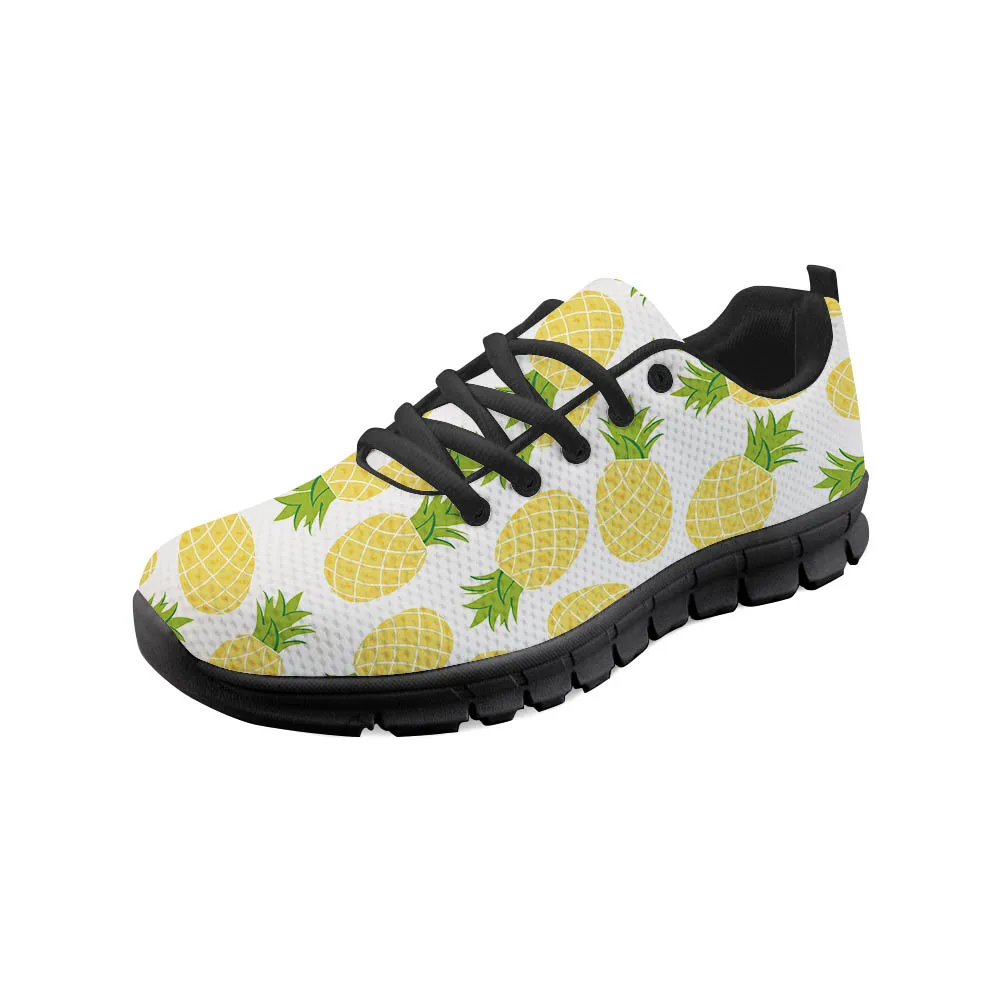 Trendy Pineapple Design Autumn Women Sneakers Breathable Fruit Pattern Leisure Lace-up Shoes Fashion Comfort for Girls