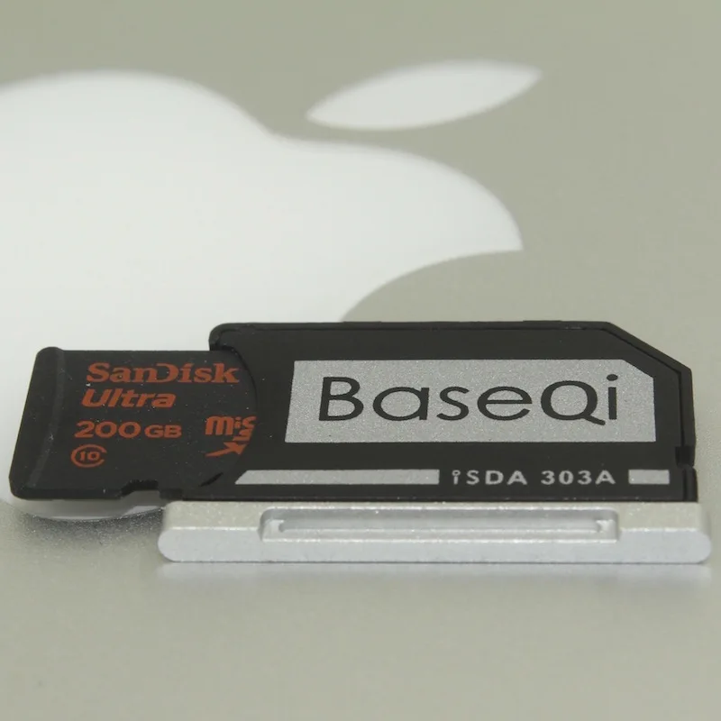 BaseQi MacBook 303A Unidad Stealth de Aluminio Adaptador de Tarjeta Micro SD/TF Lector de Tarjeta SD para MacBook Pro Retina 13 Pulgadas