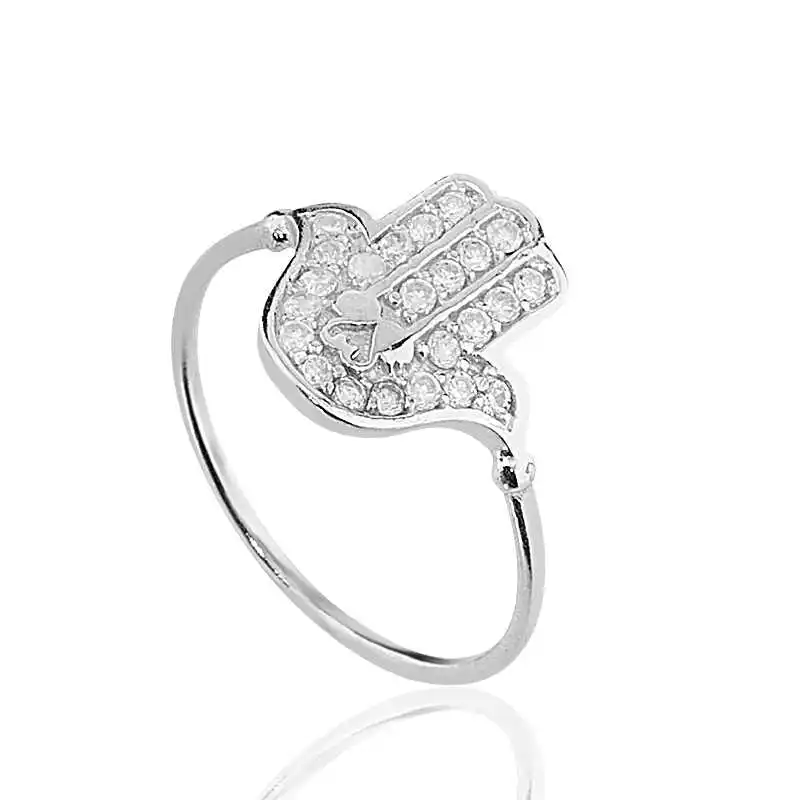 Silver Fatma Ana Hand Women's Ring Zircon Stone 925 Sterling Jewelry Wedding Party Birthday Gift - Box - Women - Fashion - Botiva - Size - Turkish - Patterned Embroidered