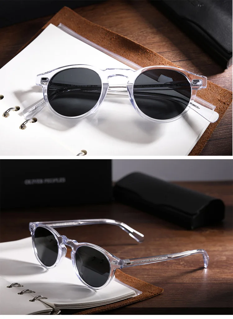 Belight Optical American Design Men Women Acetate Vintage Classical Round Retro Polarized Sunglass Prescription Lens OV5186