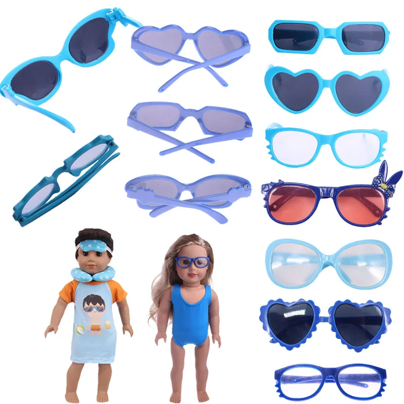 Doll Clothes Blue Glasses Cute Accessories for 18 Inch Americian &Baby Reborn 43CM Doll Our Generation Girl's Birthdy Gift Toys