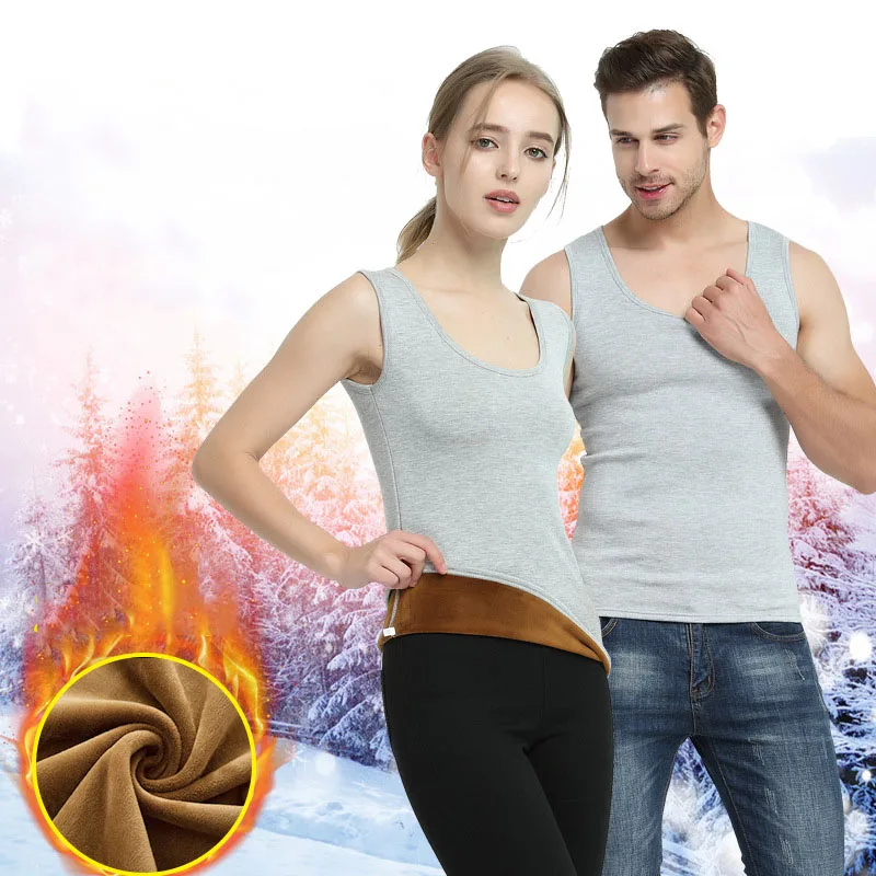 Sanderala Warm Women & Men Plus Size 5XL Winter Velvet Thermal Vest Slim Corset Sleeveless Female Male Sexy Top Lovers Underwear