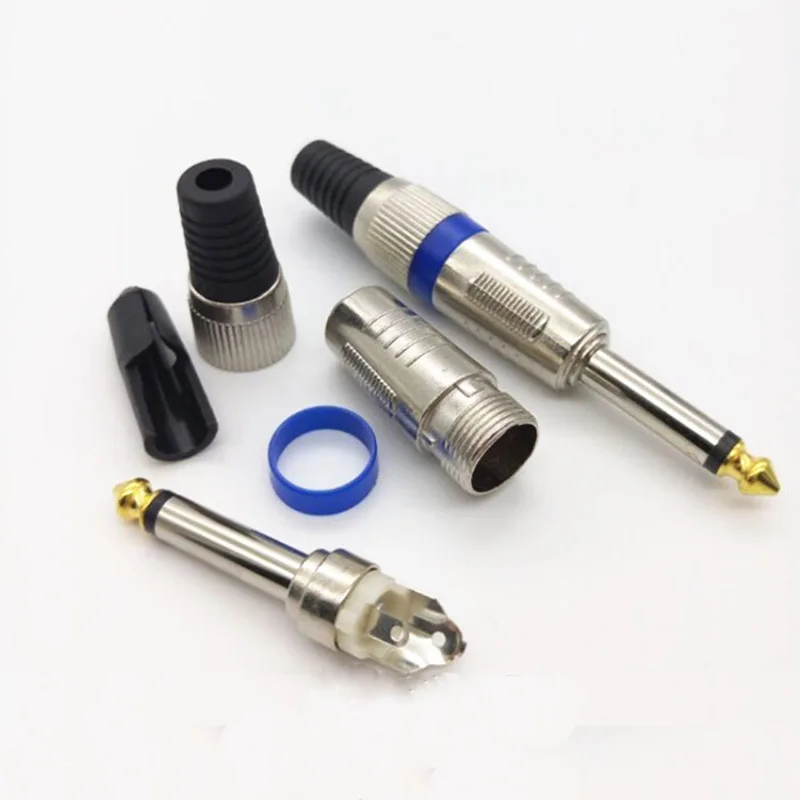 2pcs 6.35mm Connector Audio Plug Jack 6.5 Amplifier Microphone Plug 1/4\