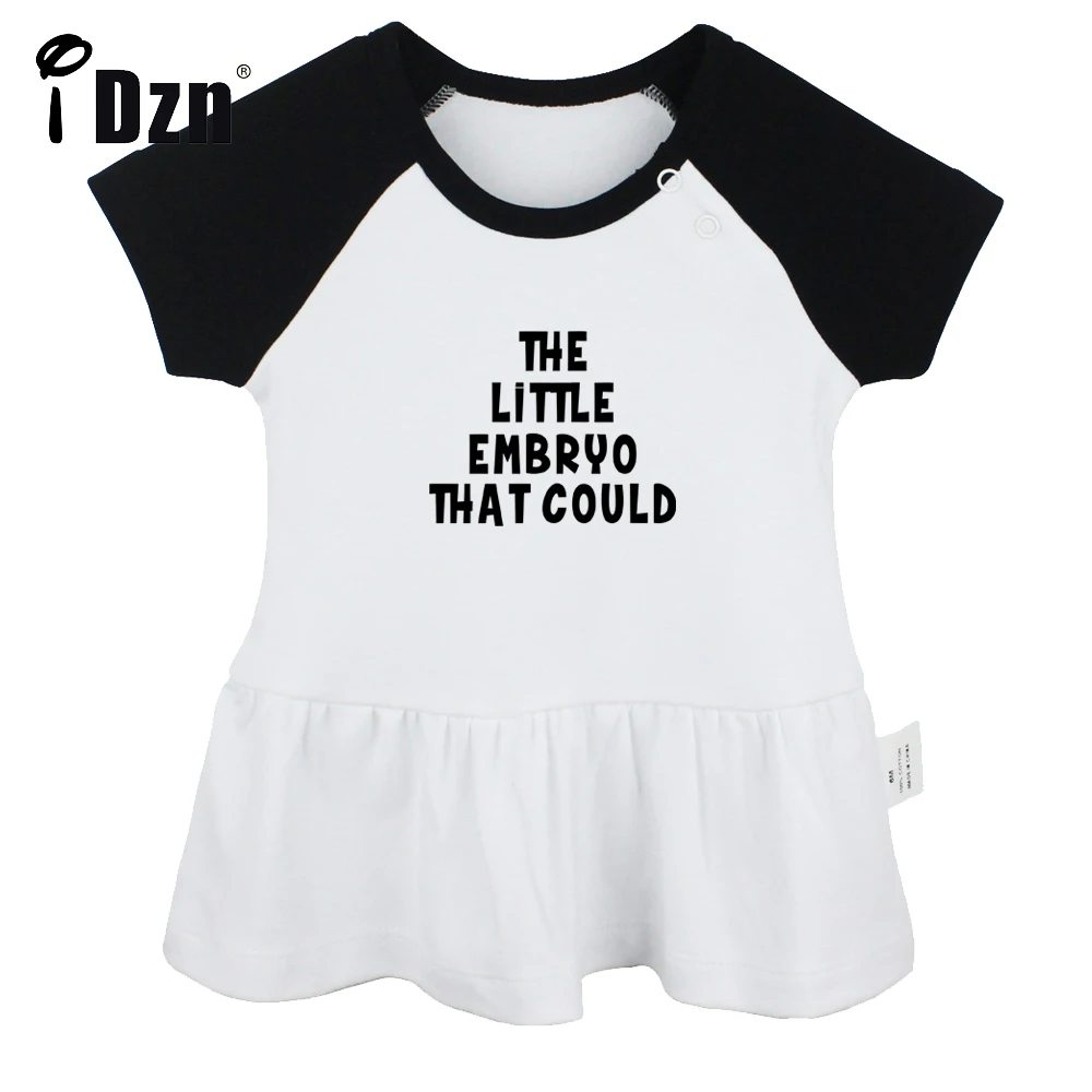 

iDzn Summer NEW The Little Embryo That Could Baby Girls Funny Short Sleeve Dress Infant Cute Pleated Dress Soft Cotton Dresses