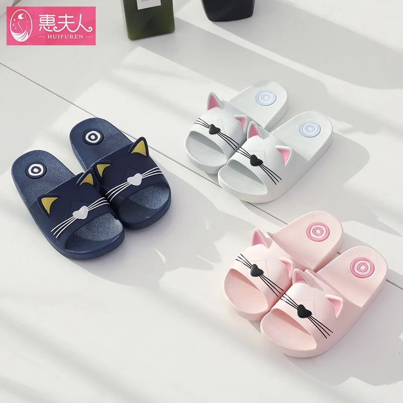 Slippers Baby Kids Girls Boys Home Slippers Cute Cartoon Cat Non-slip Floor Family Flip Flops Summer Beach Shoes