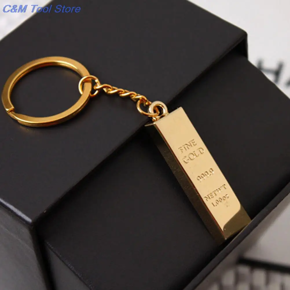 Gold Auto Key Chain golden keychains women handbag charms pendant metal key finder luxury man car key rings accessory 55*15*6mm