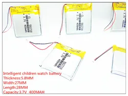 582728 3.7V 400mAh Rechargeable li-Polymer Li-ion Battery For Q50 G700S K92 G36 Y3 Children's smart watches mp3 582828 602828