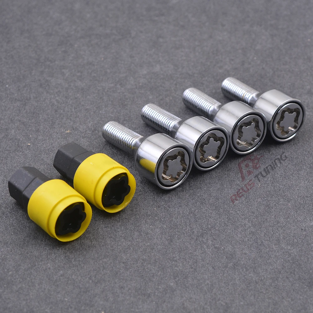 M12x1.5 M12x1.25 Steel Anti Theft Security 4Bolts+2Keys Car Wheel Lock Bolt Locking Bolts Lug Nuts For Bmw Benz Peugeot