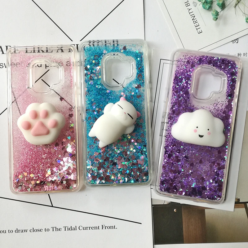 

Cute 3D Squishy Cat Case For Samsung Galaxy A51 A71 A91 A70 Note 10 9 Luxury Glitter Quicksand Phone Case for S20 S10 Plus Ultra