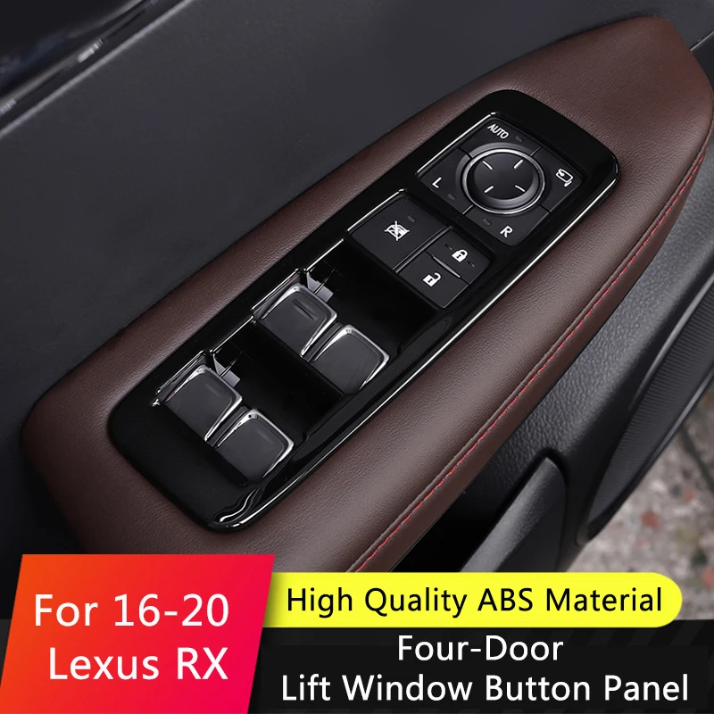 

QHCP Car Door Window Lift Button Panel Sticker Decorative Frame Cover ABS 4Pcs For Lexus RX300 450H 2016-2020 Interior Accessory