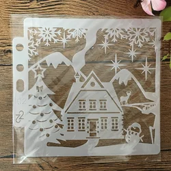 14x13cm Christmas Snow House DIY Layering Stencils Painting Scrapbook Coloring Embossing Album Decorative Template