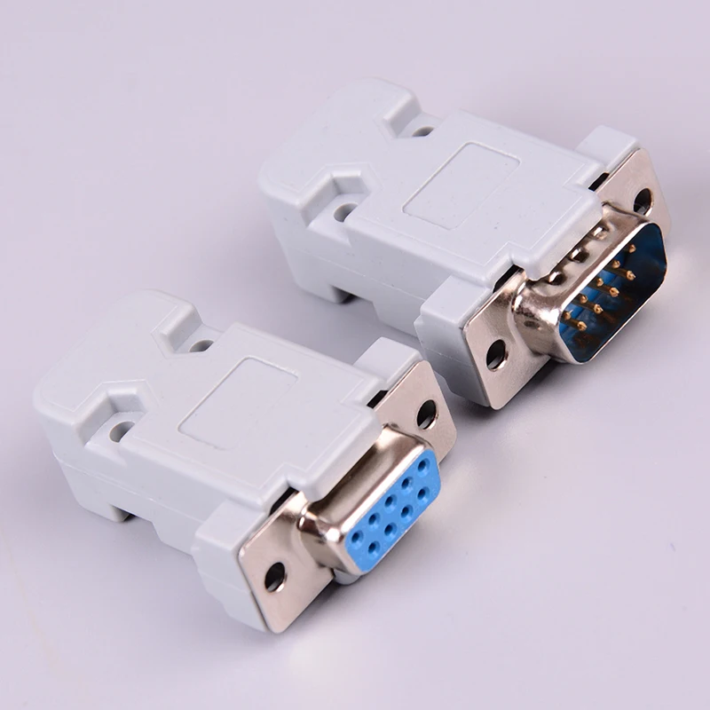 2set RS232 Serial Port Connector DB9 Female Male Socket Plug Connector 9 Pin Copper RS232 COM Adapter With Plastic Case