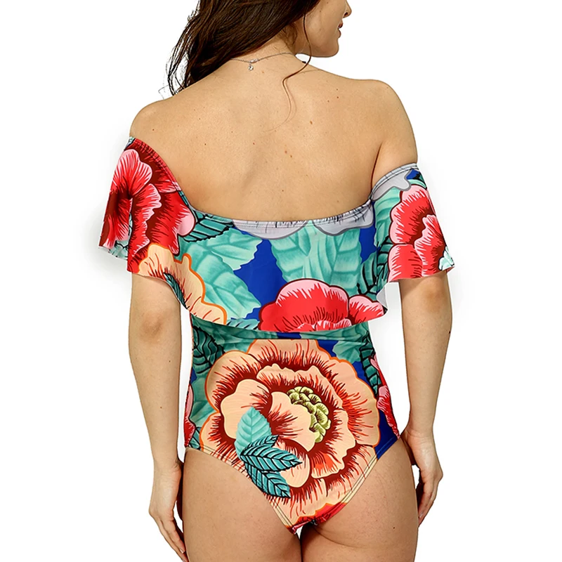 Sexy Ruffle One Piece Swimsuit 2023 Women Swimwear Female Printed Floral Retro Onepiece Monokini Bathing Suit Swim Suit