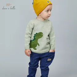 DBX14761-N dave bella winter casual baby boys cartoon letter knitted sweater kids fashion toddler boutique tops