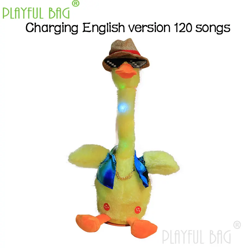 Juguetes interactivos para levantar el cuello, cantar y bailar, grabar la lengua, aprender, pato amarillo, muñeco, regalo para el Día de los niños, vd58