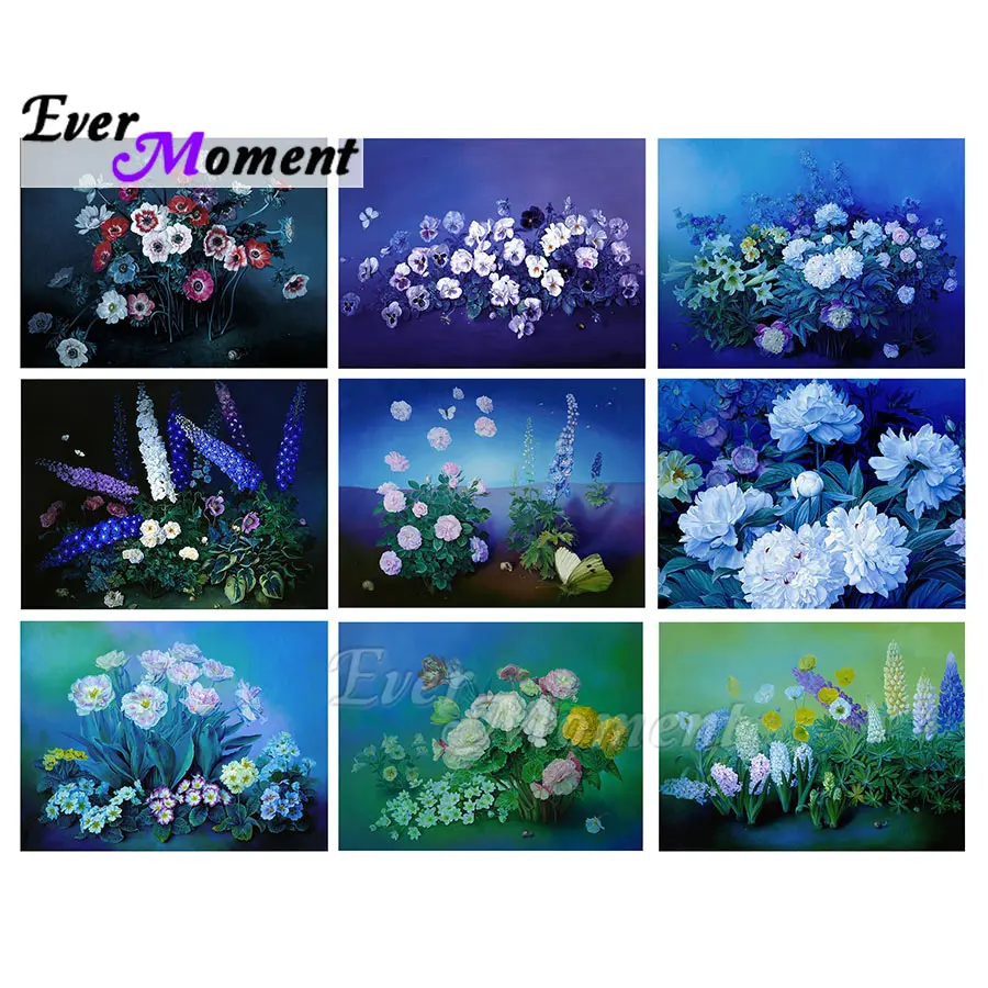 

Ever Moment Diamond Mosaic Painting Cross Stitch Full Round Square Drills Gift Home Decor Melancholy Purple Flower 5D ASF2361