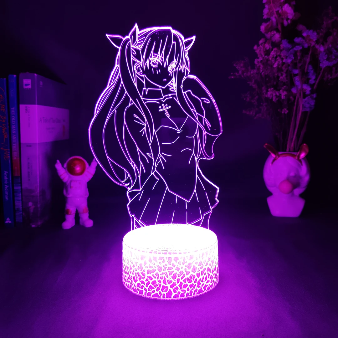 Anime Fate Stay Night Tohsaka Rin Figurine Lamp Cute Room Decor Harajuku Girls Bedroom Decoration Manga Hobby Lighting Tohsaka