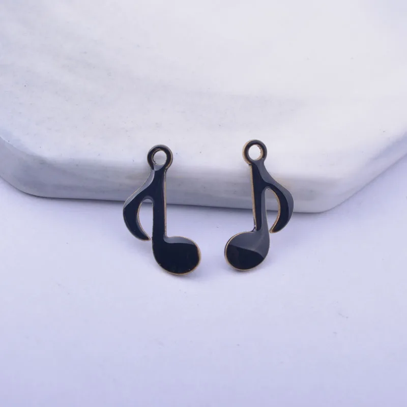 30 Stück 15*9mm Kupfer Beidseitig Emaillierte Schlagnoten-Anhänger Musiknoten-Anhänger DIY Schmuckherstellung – Detail 5