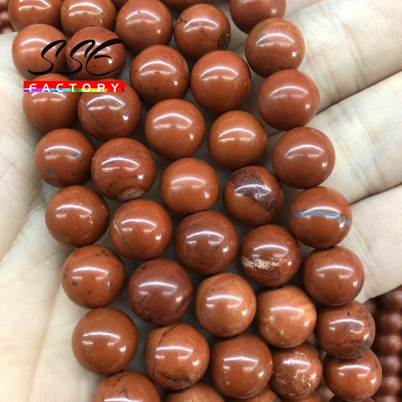 

Round Chinese Red Jaspers Beads Natural Stone Round Loose Beads For Jewelry Making DIY Bracelet Necklace 4 6 8 10 12mm 15"strand