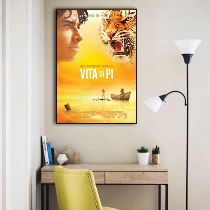 VITA DI PI Moives Posters Boy and Tiger Canvas Painting Posters and Print Modern Decor Wall Art Pictures for Living Room Bedroom