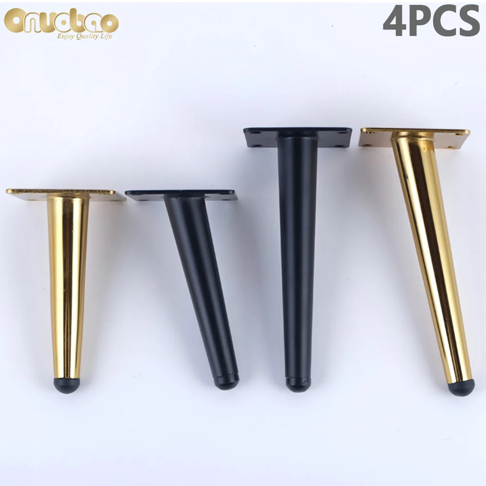 [Onuobao] 4PCS Wrought Iron oblique Cone Furniture Legs High-strength Sofa Leg Kitchen Cabinet Table Leg Furniture Feet 10-30cm