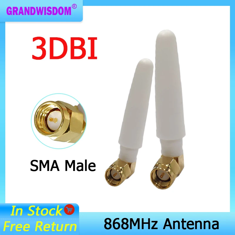 Grandwisdom 868mhz antena 3dbi sma macho 915mhz lora antena pbx iot módulo lorawan receptor de sinal antenas