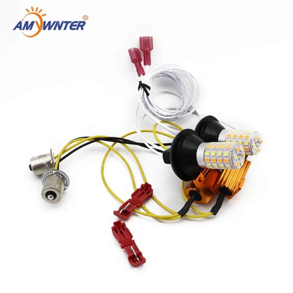 drl turn Light py21w p21w canbus 1156 ba15s Led Car Light Dual Color Switchback 1056 BAU15S Lamp Bulb Running