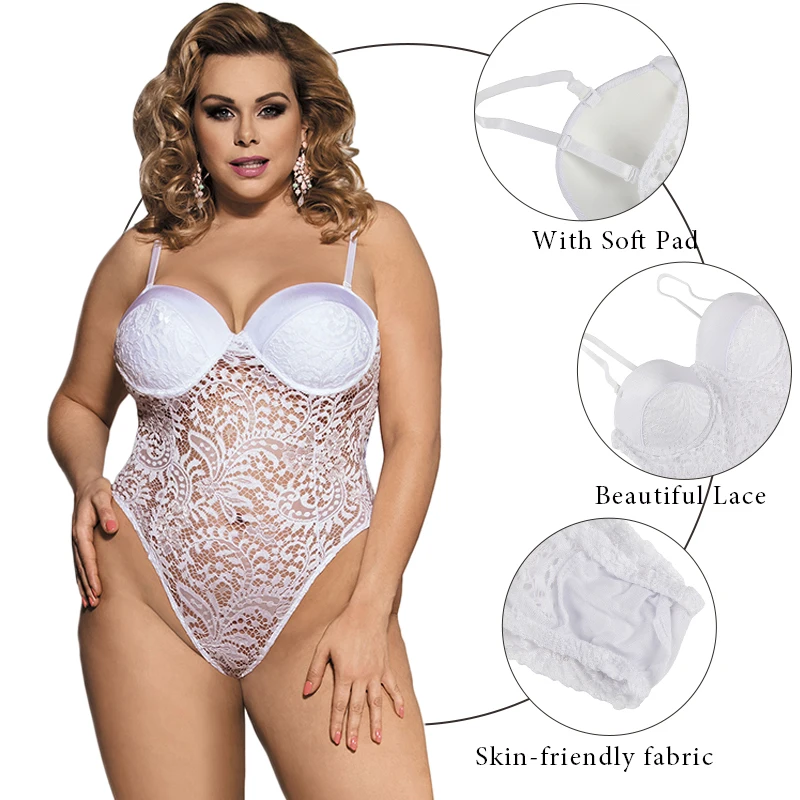 Ohyeahlady Sexy Spitze Body Push-up Tasse Aushöhlen Körper Femme Heißer Übergroßen Feste Overalls Strampler Transparent Top Combinaison