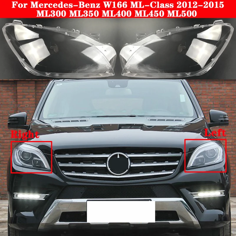 

Car Front Headlight Cover For Benz W166 ML-Class ML300 ML350 ML400 ML450 ML500 2012-2015 Headlamp Lampcover glass Lens Shell Cap